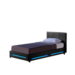 Lit Rembourré HOME DELUXE ASTEROID >Taille: 90 x 200 cm - Couleur: Gris foncé< Éclairage LED inclus I Lit avec LED