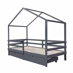 Lit enfant avec tiroirs HOME DELUXE WOLKENLAND - 90 x 200 cm - Gris