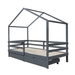 Lit enfant avec tiroirs HOME DELUXE WOLKENLAND - 90 x 200 cm - Gris