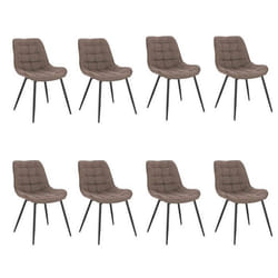 Chaise rembourrée de salle à manger en tissu HOME DELUXE IKALO - Lot de 8 - Gris/Marron