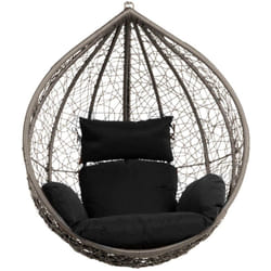 Home Deluxe - Fauteuil suspendu en poly rotin cielo couleur : noir, équipement : panier et coussin