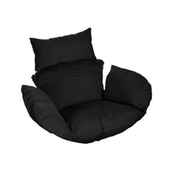 Fauteuil suspendu en poly rotin cielo Couleur : Noir, Equipement : Coussins uniquement - Home Deluxe