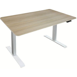 HOME DELUXE - Bureau réglable en hauteur électrique LUMINA Couleur : blanc - marron, Taille : 120 x 60 cm