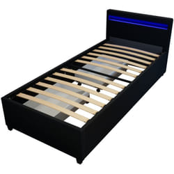 Lit led avec tiroirs et matelas nube Couleur : noir, Dimension : 90 x 200 cm - Home Deluxe