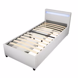 Lit LED avec tiroirs et matelas HOME DELUXE NUBE - 90 x 200 cm blanc