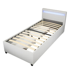 Lit LED avec tiroirs et matelas HOME DELUXE NUBE - 90 x 200 cm blanc