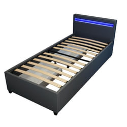 Lit LED avec tiroirs et matelas HOME DELUXE NUBE - 90 x 200 cm gris foncé
