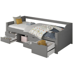 Lit d'enfant cosmos avec tiroirs Couleur : Gris, Dimension : 90 x 200 cm - Home Deluxe