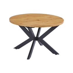 Table de salle à manger ronde à rallonges aventura avec pied en étoile - 120-160 x 120 cm Couleur : Light Oak - Home Deluxe