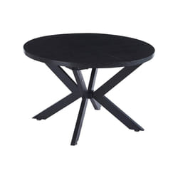 Table de salle à manger ronde à rallonges aventura avec pied en étoile - 120-160 x 120 cm Couleur : Dark Oak - Home Deluxe