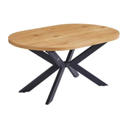 Table de salle à manger ovale à rallonges aventi avec pied en étoile - 160-200 x 100 cm Couleur : Light Oak - Home Deluxe
