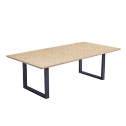 Table é manger carrée HOME DELUXE AVENCIA avec pied en U - 240 x 120 cm Chéne Fishbone