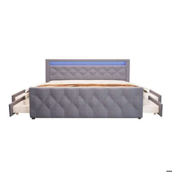 Lit rembourré avec matelas et topper HOME DELUXE VELARA - 180 x 200 cm - Gris foncé