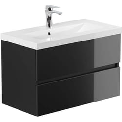 Home Deluxe - Ensemble complet de meubles de salle de bains wangerooge big deluxe Made in Germany Couleur : noir, Taille : s
