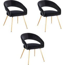 HOME DELUXE - Chaise de salle à manger en velours LYRIC Quantité : 3