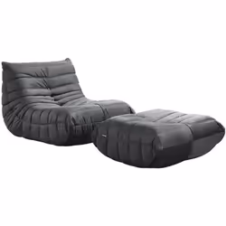 Particularités du produit: Dimensions fauteuil (L x l x H) : 102 x 87 x 70 cm Dimensions pouf (L x l x H) : 80 x 87 x 35 cm T ...