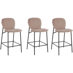 Tabouret de bar en velours celda Couleur : Marron clair, Quantité : 3 - Home Deluxe