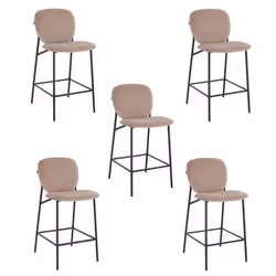 Tabouret de bar en velours HOME DELUXE CELDA - Lot de 5 - Beige clair