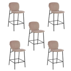 Tabouret de bar en velours HOME DELUXE CELDA - Lot de 5 - Beige clair