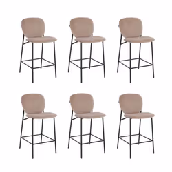 Tabouret de bar en velours HOME DELUXE CELDA - Lot de 6 - Beige clair