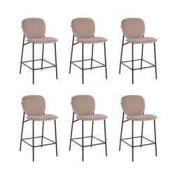 Tabouret de bar en velours HOME DELUXE CELDA - Lot de 6 - Beige clair