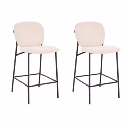 Tabouret de bar en bouclé HOME DELUXE CELDA - Lot de 2 - Blanc