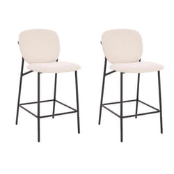 Tabouret de bar en bouclé HOME DELUXE CELDA - Lot de 2 - Blanc