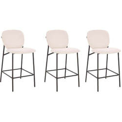 HOME DELUXE - Tabouret de bar Bouclé CELDA Couleur : Blanc, Quantité : 3