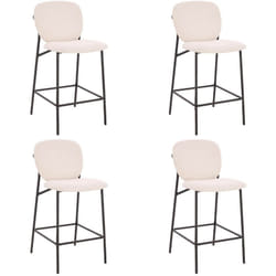 Tabouret de bar Bouclé celda Couleur : Blanc, Quantité : 4 - Home Deluxe