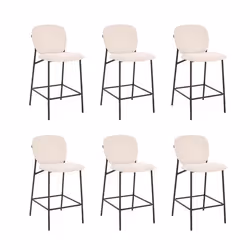 Tabouret de bar en bouclé HOME DELUXE CELDA - Lot de 6 - Blanc