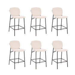 Tabouret de bar en bouclé HOME DELUXE CELDA - Lot de 6 - Blanc