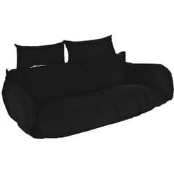 Fauteuil suspendu en poly rotin Coussin twin Couleur : Noir - Home Deluxe