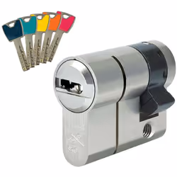 Abus - Demi-cylindre P12RPS 30x10mm alu avec 5 clés couleurs réversibles Système de clé réversible avec profil paracentrique  ...