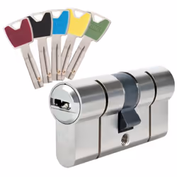 Nouveauté 2023 : Le cylindre serrure P6PS avec protection renforcée. Livré avec 5 clés de couleurs (capuchon interchangeable) ...