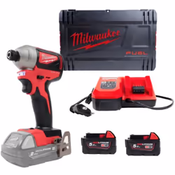 Milwaukee M18BLID2-502X Visseuse à chocs 18V Li-Ion 180Nm Visseuse à chocs BRUSHLESS (seulement 130 mm de long) idéal pour tr ...