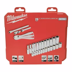 Description générale Le set cliquet et douilles Milwaukee 1/4'' métriques, modèle 4932464943, est idéal pour les travaux dans ...