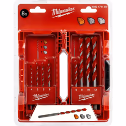 Description générale Le set de forets à béton Milwaukee Premium comprend 8 forets en carbure de tungstène (TCT) conçus pour p ...