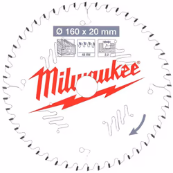 The Milwaukee 4932471291 160 x 20 x 2.2 x 48T Circular Saw Blade is constructed from laser cut steel to ensure precision and  ...
