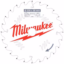The Milwaukee 4932471305 235 x 30 x 2.4 x 24T Circular Saw Blade is constructed from laser cut steel to ensure precision and  ...