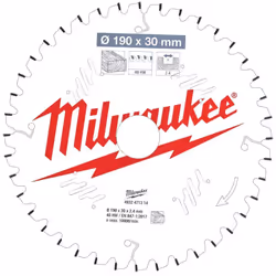The Milwaukee 4932471314 190 x 30 x 2.4 x 40T Circular Saw Blade is constructed from laser cut steel to ensure precision and  ...