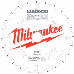 The Milwaukee 4932471315 216 x 30 x 2.4 x 24T Circular Saw Blade is constructed from laser cut steel to ensure precision and  ...