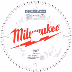 The Milwaukee 4932471317 216 x 30 x 2.4 x 60T Circular Saw Blade is constructed from laser cut steel to ensure precision and  ...