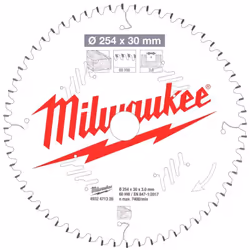 The Milwaukee 4932471320 254 x 30 x 3.0 x 60T Circular Saw Blade is constructed from laser cut steel to ensure precision and  ...