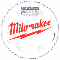 The Milwaukee 305 x 30 x 3.0 x 96T Circular Saw Blade is constructed from laser cut steel to ensure precision and accuracy. T ...