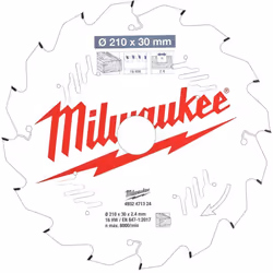 The Milwaukee 210 x 30 x 2.4 x 16T Circular Saw Blade is constructed from laser cut steel to ensure precision and accuracy. T ...
