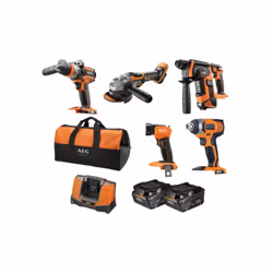 Présentation : Le pack AEG artisan 5 outils 18V - 2 Batteries 4,0Ah - Chargeur - JP18B5 LI-402B rassemble les essentiels pour ...