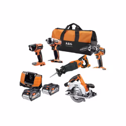 Présentation : Le pack AEG artisan 5 outils 18V - 2 Batteries 4,0Ah - Chargeur - JP18B5 LI-402B rassemble les essentiels pour ...