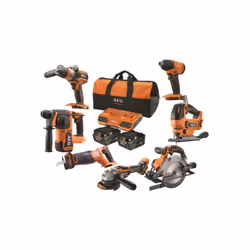 Présentation : Le pack AEG artisan 7 outils 18V - 2 Batteries 5,0Ah - Chargeur - JP18B6-502B rassemble tous les outils essent ...