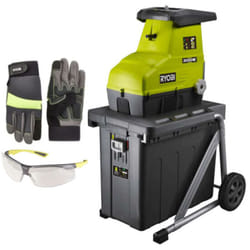 Ryobi - Broyeur de végétaux électrique 3000W - Gants renforcés Taille xl - Lunettes de protection