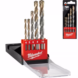 Jeu de forets à béton 4-10 mm 5 pièces. Milwaukee cylindrique Produit original de la célèbre entreprise Milwaukee ® Type de m ...